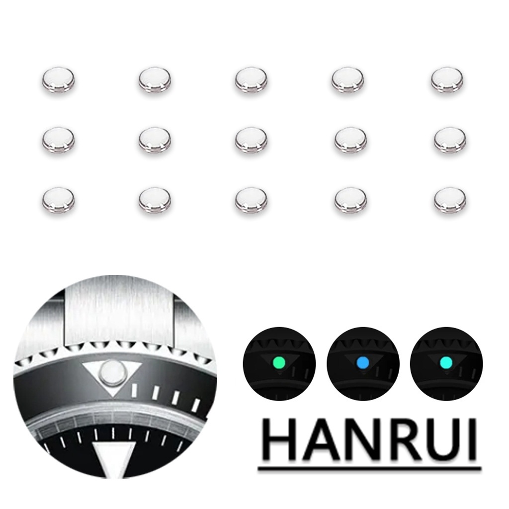 ลูกปัดสีขาวสีฟ ้ าสีเขียวส ่ องสว ่ าง Pip นาฬิกา Bezel ใส ่ 12 O 'Clock Lume Pearl Dot Mod อะไหล ่ อะไหล ่ อุปกรณ ์ เสริม
