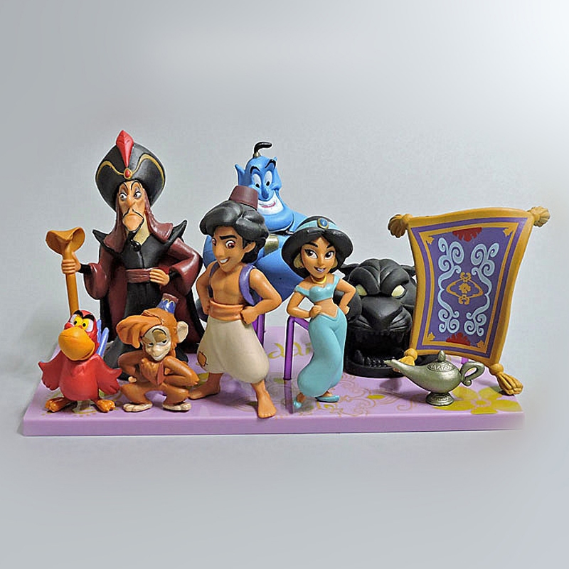 9 ชิ ้ น/ชุด 3-9 ซม.นิทานจากพันและหนึ ่ งคืน Aladdin และ Magic โคมไฟ Jasmine Monkey รุ ่ น Q PVC Action Figures ตุ ๊ กตาของเล ่ น