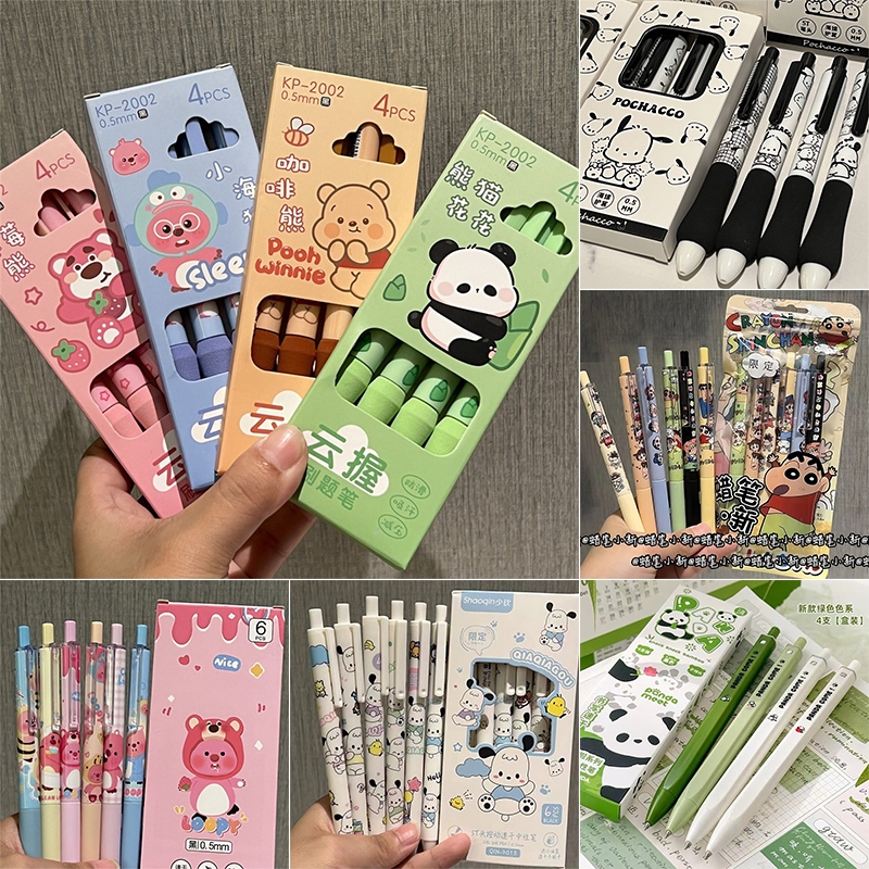 6 ชิ ้ น/box ปากกาเจล 0.5 มม.ปากกาลายเซ ็ นนักเรียนสร ้ างสรรค ์ เครื ่ องเขียนแห ้ งเร ็ วปากกาลูกลื ่ นสีดํา
