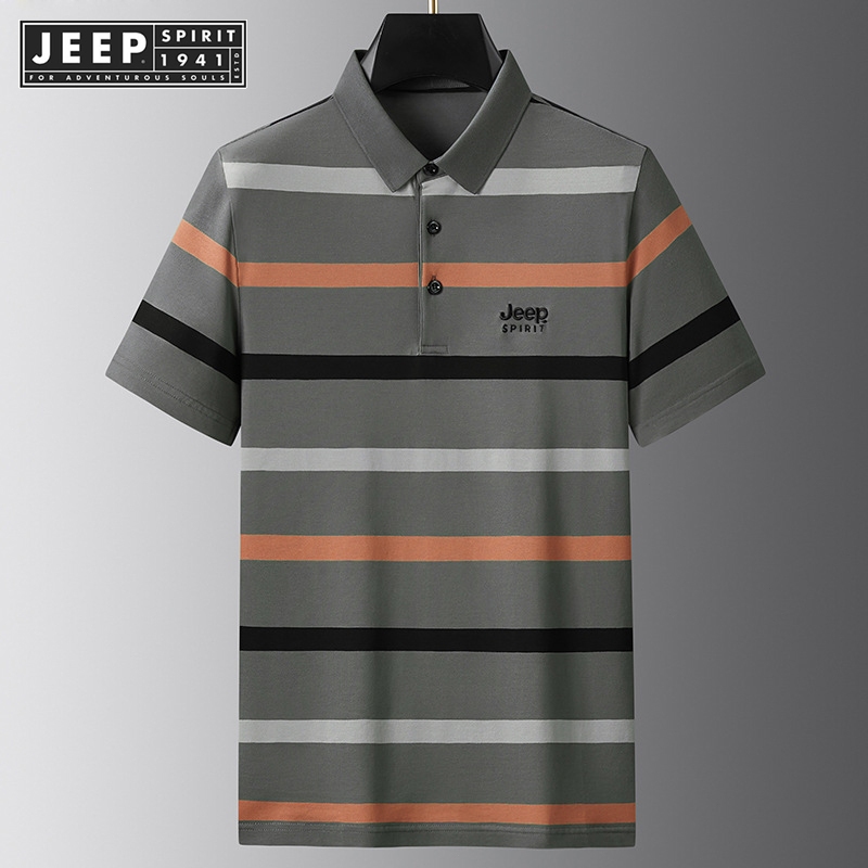 JEEP SPIRIT 1941 ESTD เสื้อคอโปโลใหม่และเสื้อผ้าผู้ชายแขนสั้นที่แฟชั่นธุรกิจ