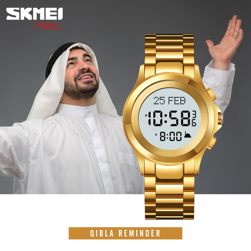 Skmei 2270 ผู ้ ชายมุสลิมเข ็ มทิศ Qibla นาฬิกา 30M กันน ้ ํา Pilgrimage Time Reminder Chrono วันที ่ 40.1 มม.นาฬิกา Dial