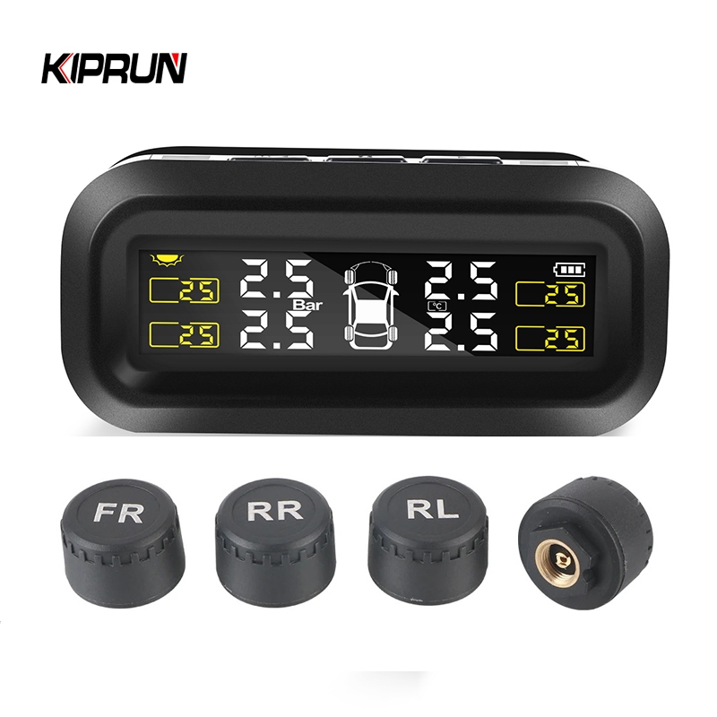 Kiprun ระบบตรวจสอบความดันยาง TPMS, พร ้ อมเซนเซอร ์ ภายนอกกันน ้ ํา 4 ตัว , สัญญาณเตือนความดันอัตโนมัติและอุณหภูมิ , พลังงานแสงอาทิตย ์ และชาร ์ จ Usb ได ้
