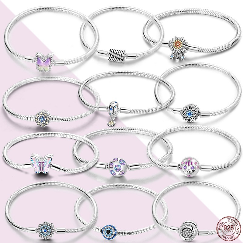 สไตล์ใหม่ 925 สร้อยข้อมือเงินแท้ถักรักสร้อยข้อมือเหมาะสําหรับจี้ลูกปัดเดิมเหมาะสําหรับสุภาพสตรีเครื่องประดับ ทําเอง ทําของขวัญ