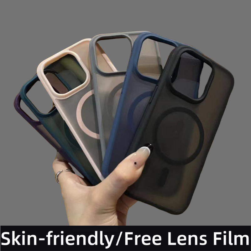 【Skin-friendly/Free Lens Film/Matte acrylic hard case/Black】เคส compatible for iPhone 15 14 13 12 11 16 case