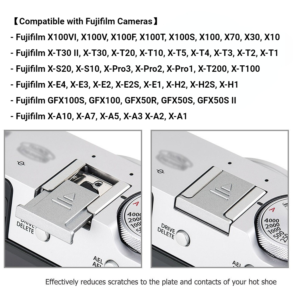 JJC Hot Shoe Cover Cap ฝาครอบรองเท้าร้อนสำหรับกล้อง Fuji Fujifilm X100VI X-S20 X-S10 X-T50 X-T30 II X-T20 X-T10 X-T4 X-T3 X-T2E X1 X-E X-E X-E X2E X-T1 X-T3 X-M5 X100F X100T X100S X-T100 GFX100