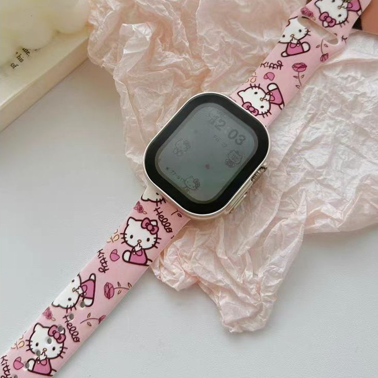 การ ์ ตูนซิลิโคนสําหรับ iwatch serise Ultra 9 S8 7 6 SE 4 5 45 มม.41 มม.44 มม.40 มม.พิมพ ์ ออกแบบ Soft band iwatch series 3 2 1 38 มม.42 มม .