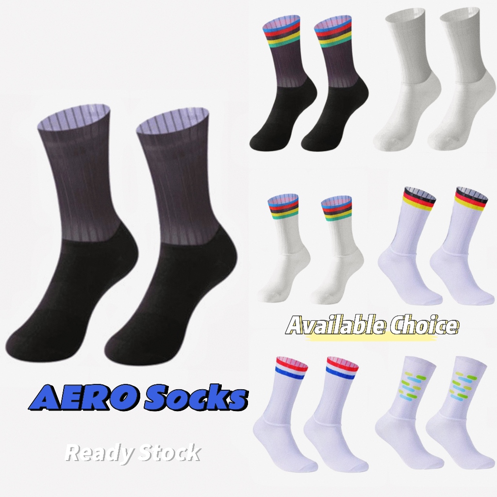Anti-slip ขี่จักรยาน Aero ถุงเท้าประสิทธิภาพสูงการบีบอัดจักรยานเสือหมอบ MTB จักรยานถุงเท้าคุณภาพสูง Breathable Quick-dry