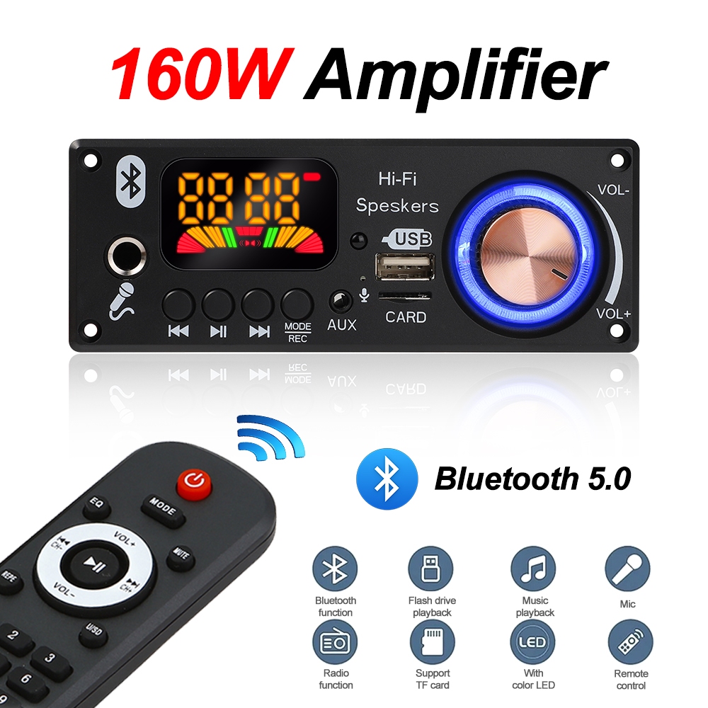 160w MP3 บลูทูธ 5.0 Decoder Board ไร ้ สายโดย DC 9V 12V สําหรับเครื ่ องเล ่ นเพลงสนับสนุน WMA USB TF FM