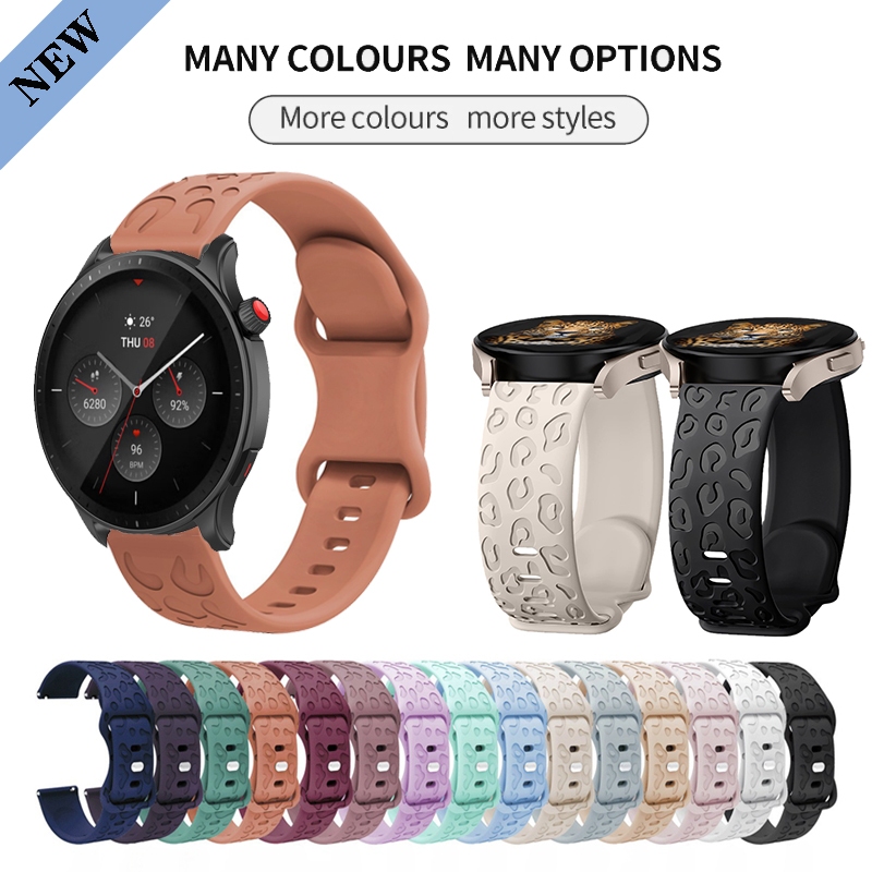 20 มม.22 มม.เสือดาวสายซิลิโคนแกะสลักสําหรับ Huami Amazfit GTR mini / GTR4 GTR3 Pro GTR2 / GTR 4 3 2 2e 42 มม.47 มม .