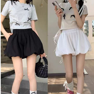 Suitcute กางเกงขาสั้นลําลอง กางเกง สีดํา สไตล์ใหม่