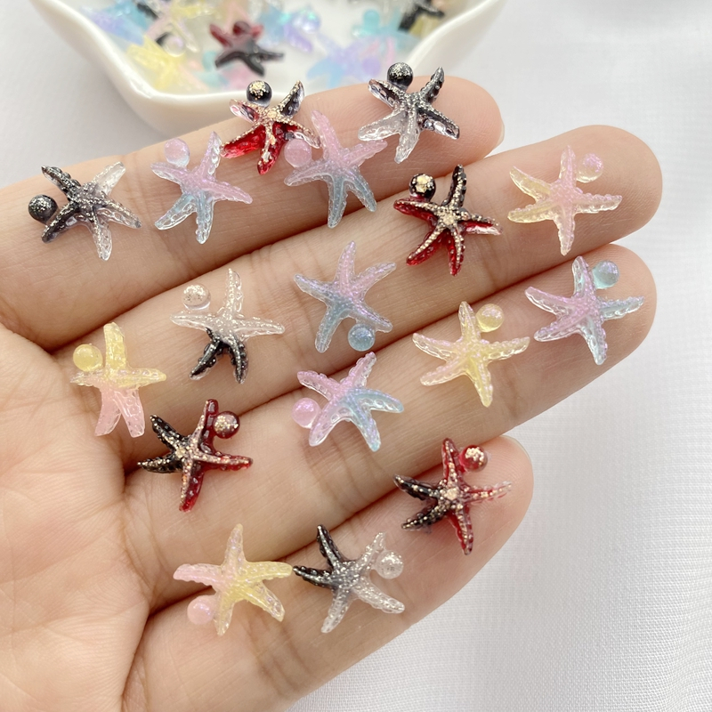50 ชิ ้ น/Batch สีผสมปลาดาว Series กระพริบไล ่ ระดับแบนกลับ DIY สมุดภาพตกแต ่ งหัตถกรรมสําหรับตกแต ่ งเล ็ บ