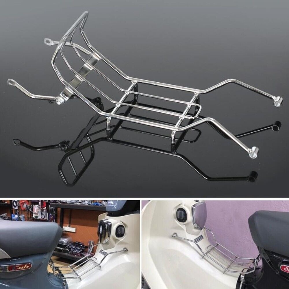 Off-road Chrome กลาง Grille Center Rack Carrier กระเป๋าเดินทางตกแต่งสําหรับ Honda Super Cub C125 201