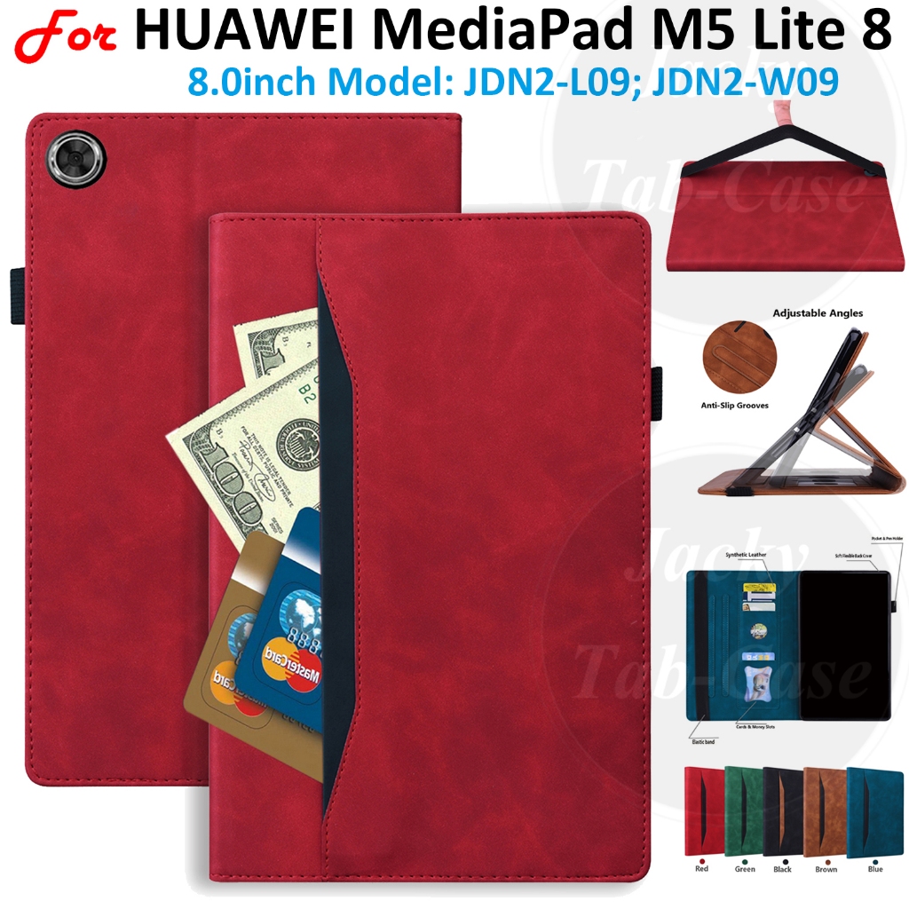 สําหรับ Huawei MediaPad M5 Lite 8 JDN2-L09 JDN2-W09 8.0 นิ ้ วแท ็ บเล ็ ตธุรกิจสไตล ์ PU หนังขาตั ้
