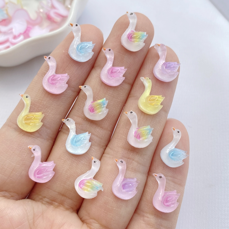 30 ชิ ้ น/Batch ผสมสีการ ์ ตูน Duckling Series ตกแต ่ งเล ็ บแบนกลับ DIY สมุดภาพตกแต ่ งงานฝีมือ