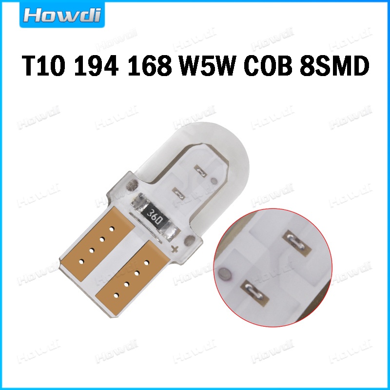 T10 194 168 W5W COB 8SMD รถ LED ซิลิโคน Bright White ใบอนุญาตไฟ