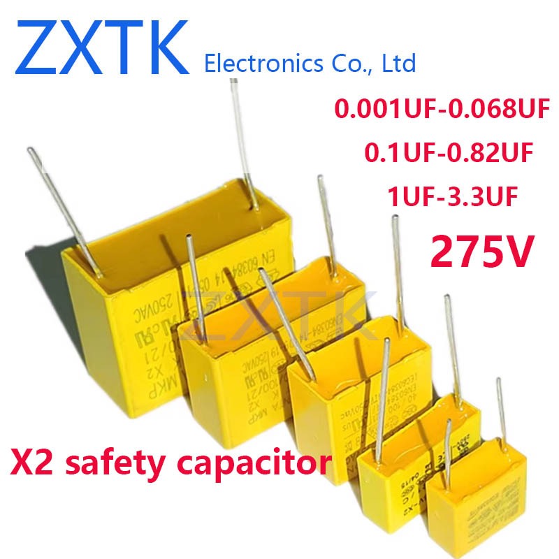 10pcs ตัวเก็บประจุความปลอดภัย MKP X2 275V 0.001uF-3.3uF 0.1uF 0.22uF 0.33uF 0.82uF 1uF 1.2uF 1.5uF 2uF 2.2uF 3.3uF 100nF 104K 224K 335K 474K 684K