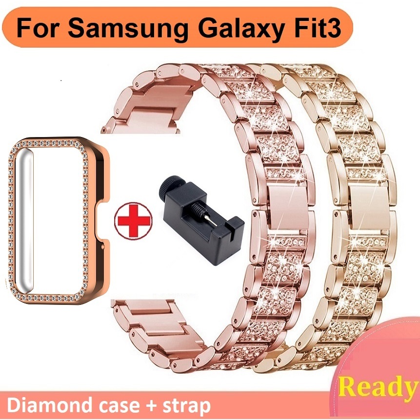 Diamond  เคส + สาย samsung galaxy fit 3 สาย Samrt นาฬิกาเพชร samsung fit 3 สายกันชนป ้ องกัน samsung