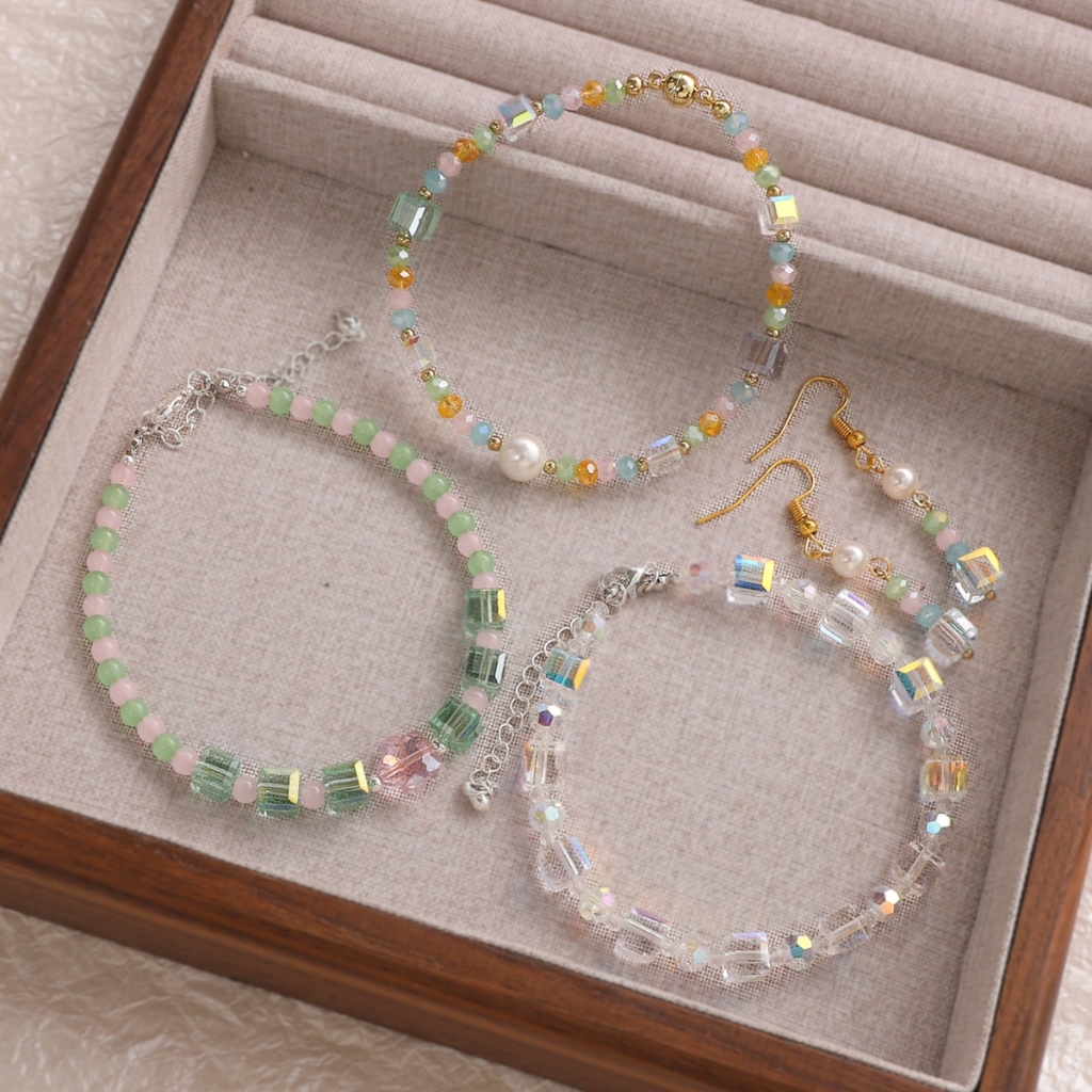 Diy Handmade อุปกรณ ์ เสริมลูกปัดสีสันลูกปัดแก ้ วสแควร ์ ลูกปัด Handmade สร ้ อยข ้ อมือสร ้ อยคอเครื ่ องประดับ