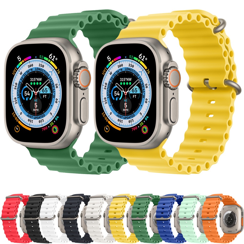 เหมาะสําหรับสาย applewatch Apple Watch Ocean Liquid Silicone สายรัดข ้ อมือสไตล ์ ใหม ่ กีฬา Breathable