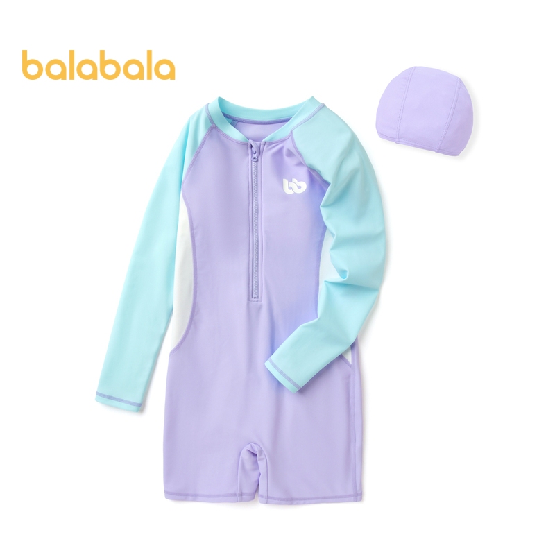Balabala ชุดว่ายน้ําเด็กชุดเด็กผู้หญิง One Piece สี Blocking Patchwork กีฬาชุดว่ายน้ําฤดูร้อนวัยกลางคนเด็กเล็ก