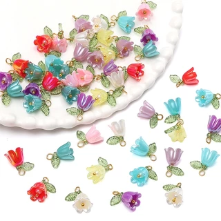 11x14มม จี้ดอกกล้วยไม้สีสันสดใสอะครีลิค อุปกรณ์ DIY ทำสร้อยคอ พวงกุญแจ เครื่องประดับ