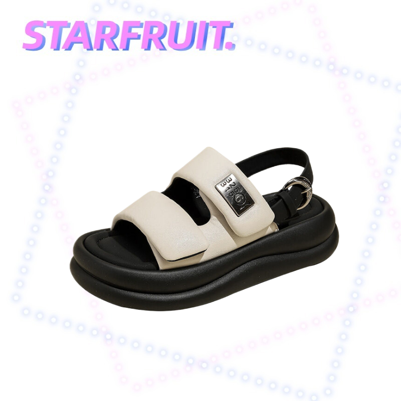 ใหม ่ Velcro แพลตฟอร ์ มกีฬารองเท ้ าแตะผู ้ หญิงสวมใส ่ ด ้ านนอกนุ ่ มด ้ านล ่ างนุ ่ มน ้ ําหนักเบาสบายๆชายหาดรองเท ้ าโรมัน