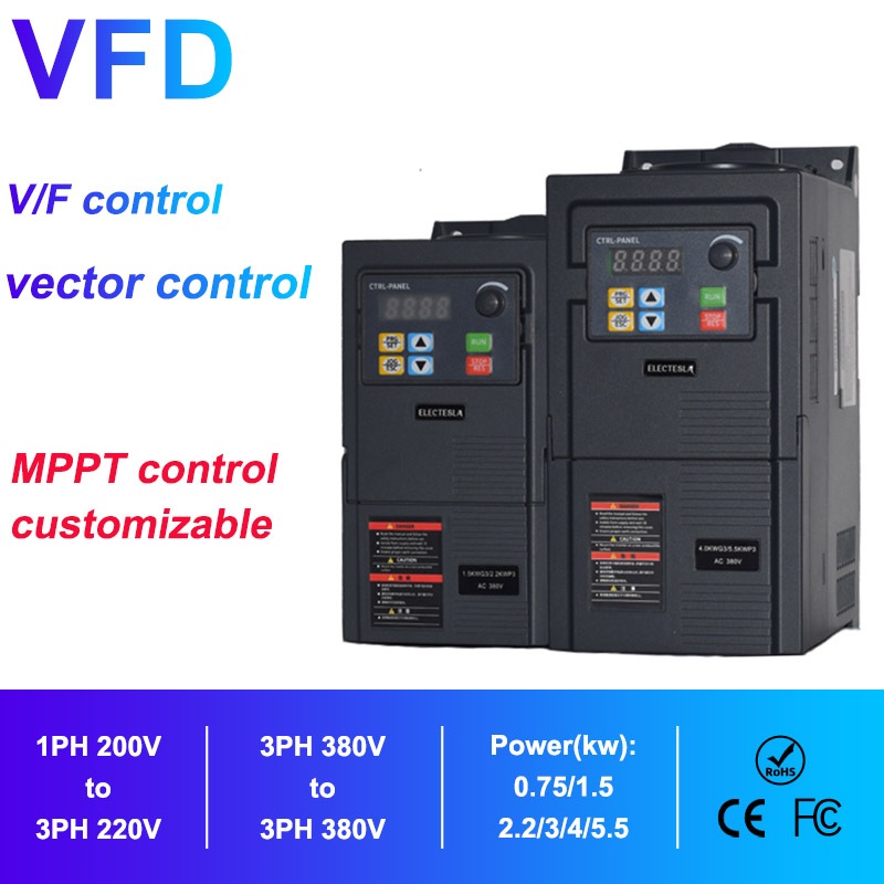 0.75kw 1.5kw 2.2kw 220V เฟสเดียว 220V ถึงสามเฟส 220V ความถี ่ ตัวแปรไดรฟ ์ /Inverter/AC มอเตอร ์ Converter