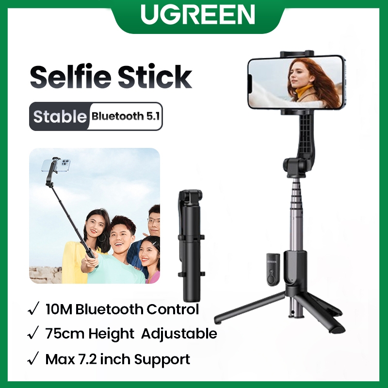 Ugreen Bluetooth Selfie Stick ขาตั ้ งกล ้ อง 750 มม . ขยาย 10 ม . Bluetooth Remote Shutter