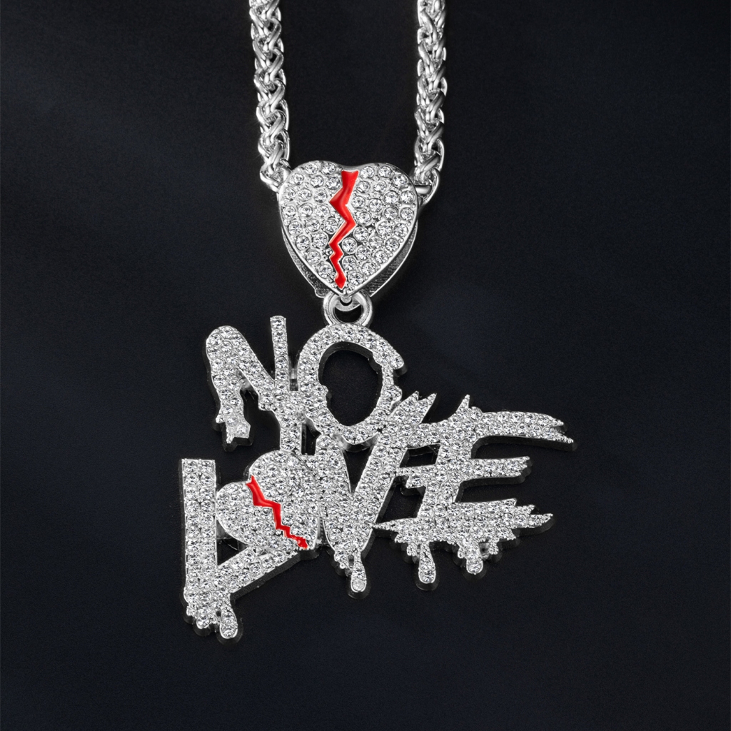 ใหม่ Heartbreak Letter จี้โลหะผสมเพชร hip hop Street สร้อยคอ hip hop เครื่องประดับ