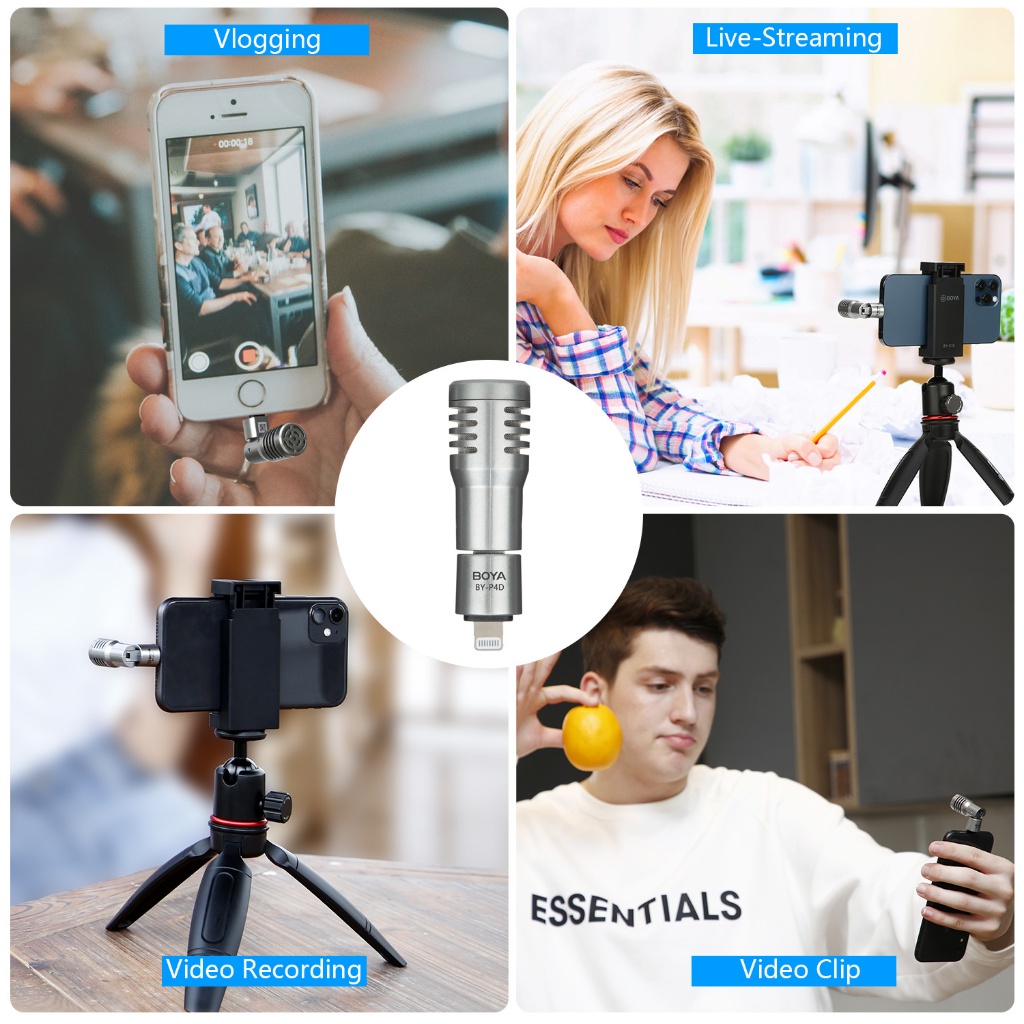 BOYA BY-P4 ไมค์ไร้สาย ไมค์จิ๋ว  ไมค์ Plug & Play ไมค์ตัดเสียงรบกวน สำหรับ Vlog iOS Android DSLR