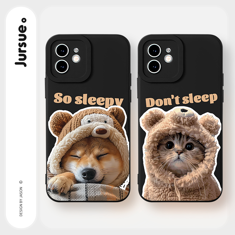 JURSUE เคสคู่ เคสไอโฟน คู่รัก กันกระแทกซิลิโคนนุ่มการ์ตูนตลก เคสโทรศัพท์  for iPhone 16 15 14 13 12 11 Pro Max SE 2020 X XR XS 8 7 Plus พลัส Y5081