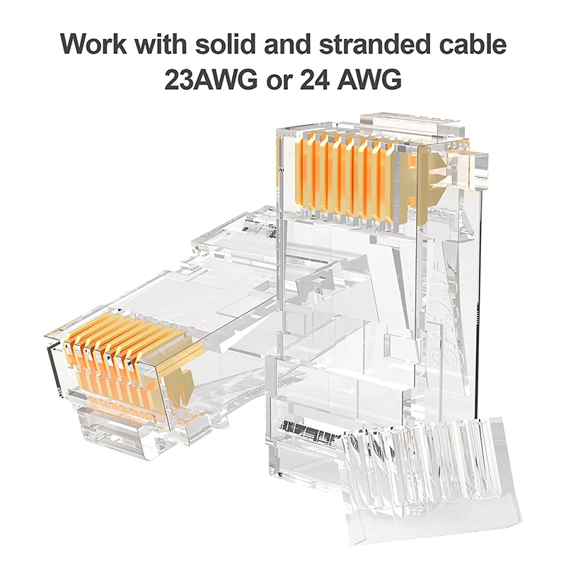 Hoolnx CAT6 RJ45 Modular Plug Connector: UTP 50μ Gold-Plated Split-Type, 8P8C Crimp End สําหรับสาย Ethernet - เหมาะสําหรับ Bulk Ethernet Solutions - รูปที่ 4