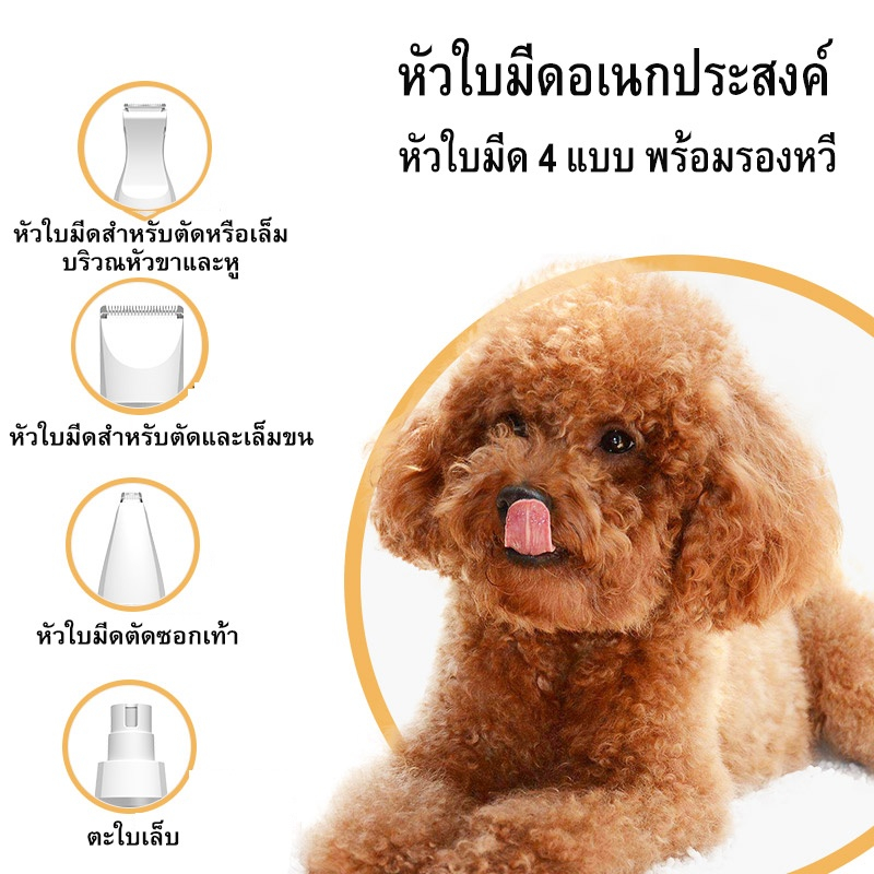 4IN1 ที่ตัดขนสุนัข ปัตตาเลี่ยนตัดขนสุนัขและแมวไร้สาย ที่ตัดขนแมว สี่รูปแบบการทำงาน pet hairclipper - รูปที่ 4