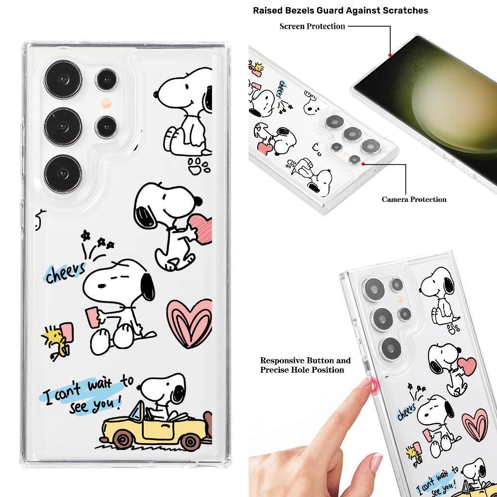 การ์ตูน PEANUTS น่ารัก Snoopy เคส Samsung Galaxy S24 Ultra S23FE S22 S23 Ultra S21FE S20FE S22 S23 S24 Plus + Note20 Ultra A55 A35 A25 A15 A54 A34 A24 A14 A53 A33 A23 A13 A72 A52 Case โปร่งใส ป้องกันการหล่น นุ่ม เคส