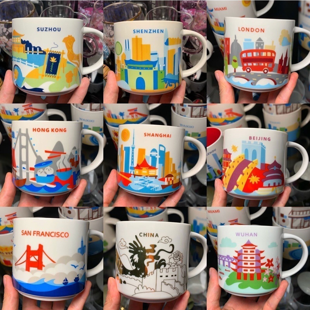 [พร้อมส่ง] ใหม่ แก้วกาแฟเซรามิค ลาย สไตล์ญี่ปุ่น ลอนดอน เซี่ยงไฮ้ ปักกิ่ง สําหรับเก็บสะสม สตาร์บัคส์ ซิตี้ คัพ แก้วมักเซรามิก ลาย 414 มล.