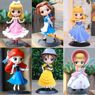 35 สไตล ์ 14 ซม.Q รุ ่ นเจ ้ าหญิงหิมะสีขาว Elsa Anna Rapunzel จัสมิน Cinderella โซเฟีย Ariel Mulan Alice Arale PVC ตัวเลขการกระทําเค ้ กตุ ๊ กตาของเล ่ น