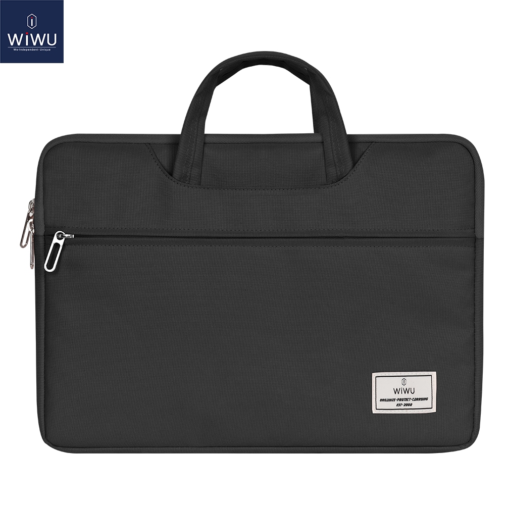 WIWU กระเป๋าสะพายขา้ง กระเป๋าถือแล็ปท็อปสําหรับ Macbook 14-15.6 นิ้วกันน้ําในตัว Faux Fur Lining กระเป๋าแล็ปท็อปขนาดใหญ่ความจุสําหรับแล็ปท็อป/โทรศัพท์มือถือ/หูฟัง/ปากกา