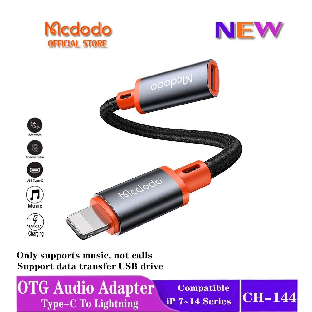 Mcdodo OTG USB แฟลชไดรฟ ์ Type C ถึง Lightning Audio Adapter รองรับ Type C หูฟังเพลง CA-144