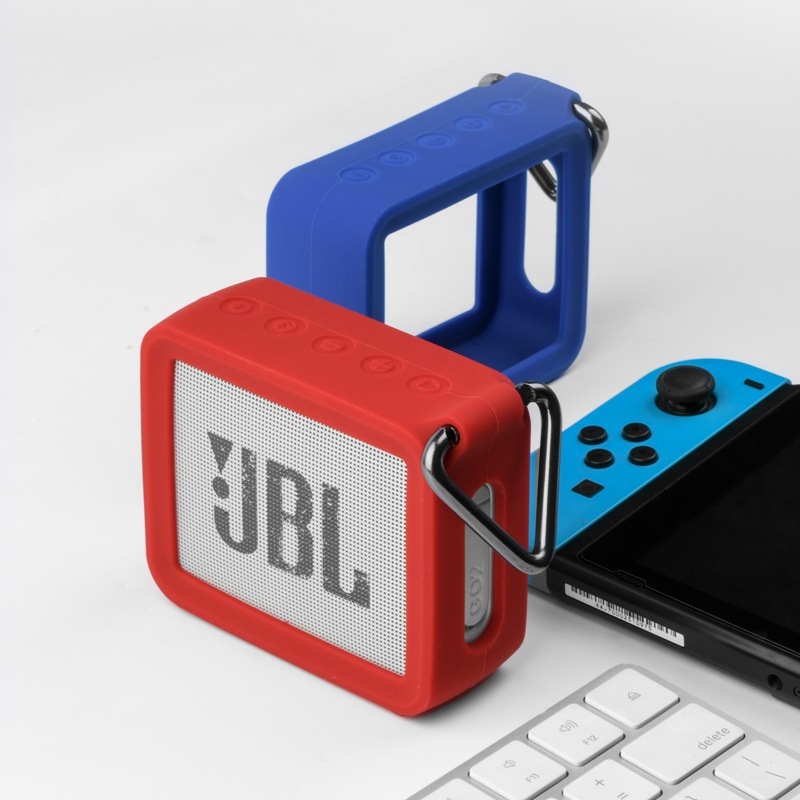 เคสซิลิโคนอ่อนนุ่มเกราะป้องกันพร้อมปลอกหุ้ม Carabiner เข้ากันได้กับลำโพง JBL GO 2 ฝาครอบล้างทำความสะอาดได้