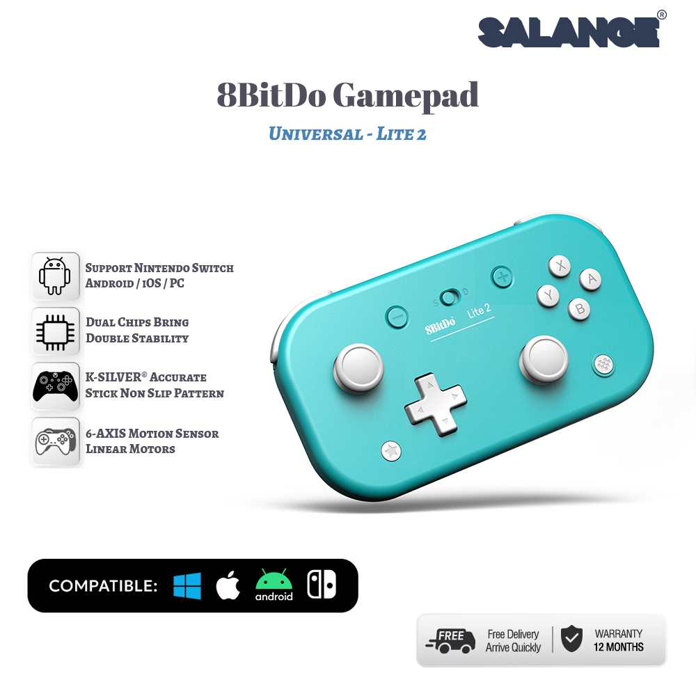 【Thailand Delivery】Salange 8BitDo Lite 2 บลูทูธเกมแพดคอนโทรลเลอร์เกมไร้สายพร้อมจอยสติ๊กสำหรับ Nintendo Switch, Lite, OLED, Android และ Raspberry Pi