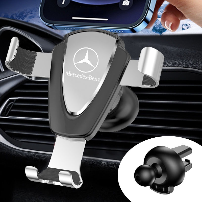Mercedes Benz ที ่ วางโทรศัพท ์ มือถือในรถยนต ์ โลหะแรงโน ้ มถ ่ วงที ่ วางโทรศัพท ์ ในรถยนต ์ ติดตั ้ งช ่ องระบายอากาศเหมาะสําหรับโลโก ้ รถทุกรุ ่ น A-level C-level S-level AMG GLA GLC GLE W205 A180