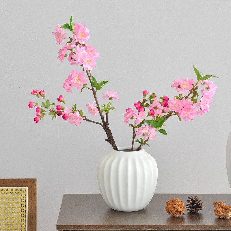 Peach Blossom สาขาดอกไม้ประดิษฐ์ ผ้าไหม ดอกซากุระปลอม สําหรับตกแต่งห้องรับแขก งานแต่งงาน