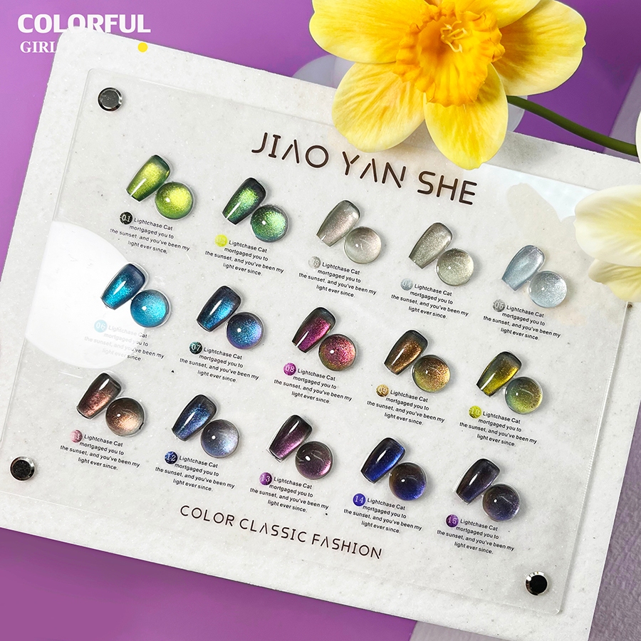 【พร้อมส่ง】สีสันสวยงามราวกับท้องฟ้าที่เต็มไปด้วยดวงดาว JYS 15สี (JIAO YAN SHE) สีเจลแคทอาย/ สีลูกแก้ว