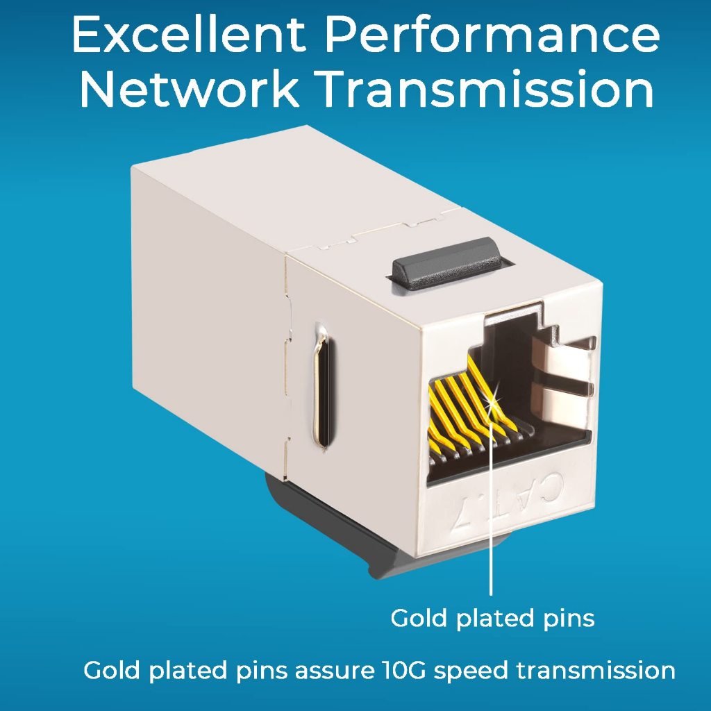 Hoolnx Cat7 RJ45 Coupler Keystone แจ็ค, Cat7 10G หญิง Keystone STP สําหรับผนังแผ่นและแผงแพทช์, Shielded RJ45 แจ็คชุบทองสําหรับ Cat7, Cat6, Cat6A, Cat5e Cabling - รูปที่ 5