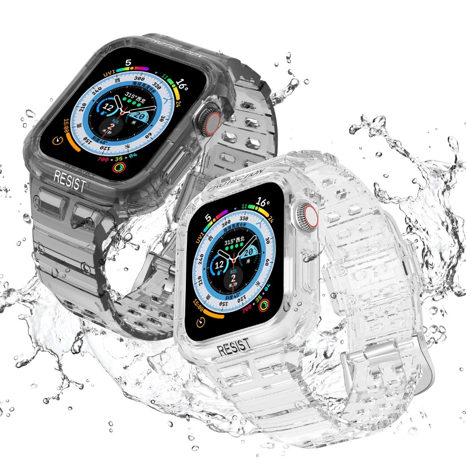 Sports Clear Strap Case สําหรับ AP Watch Strap Series 9 8 7654321 Se,se2 สายรัดโปร ่ งใสเกราะพลาสติก