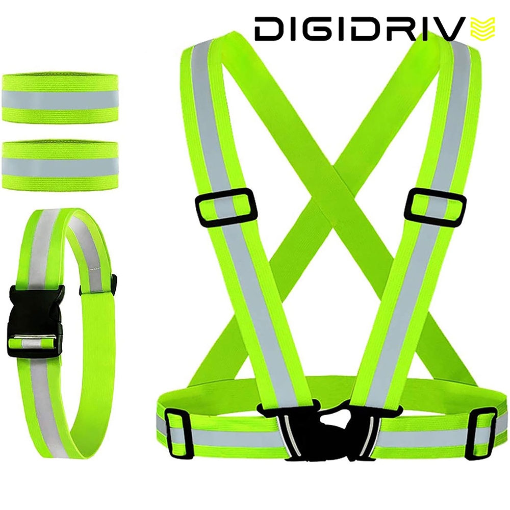เสื้อสะท้อนแสงกลางคืน Reflective Vest เสื้อกั๊กสะท้อนแสงแบบสายรัดปรับยืดหยุ่นสาย Reflective Belts เสื้อกล้ามสำหรับวิ่งปั่นจักรยานจ๊อกกิ้ง
