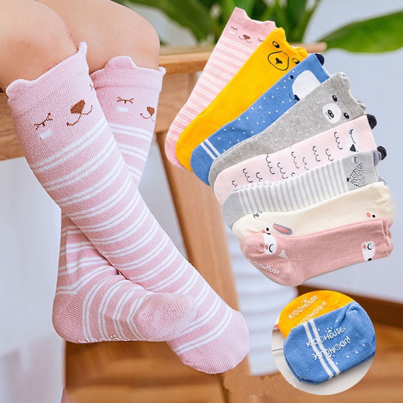 0-4yrs เด ็ กทารกการ ์ ตูนถุงเท ้ า Anti Slip ผ ้ าฝ ้ ายนุ ่ มถุงน ่ องนุ ่ ม Breathable เด ็ กเข ่ าถุงเท ้ าสูงสําหรับเด ็ กผู ้ หญิง