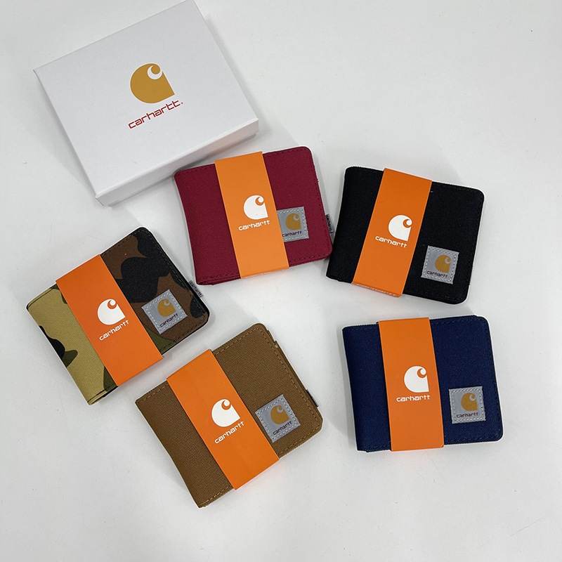 Carhartt กระเป ๋ าสตางค ์ สองพับเรียบง ่ ายกระเป ๋ าเงินเหรียญกระเป ๋ าสตางค ์ สั ้ นวรรณกรรมย ้ อนยุคผู ้ ถือ glory