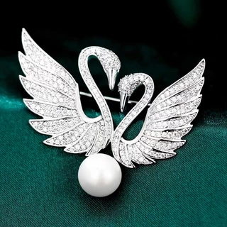 Swan Corsage แฟชั ่ นเกาหลี Pin Buckle Anti-glare เข ็ มกลัดวัสดุโลหะผสม