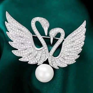 Swan Corsage แฟชั ่ นเกาหลี Pin Buckle Anti-glare เข ็ มกลัดวัสดุโลหะผสม